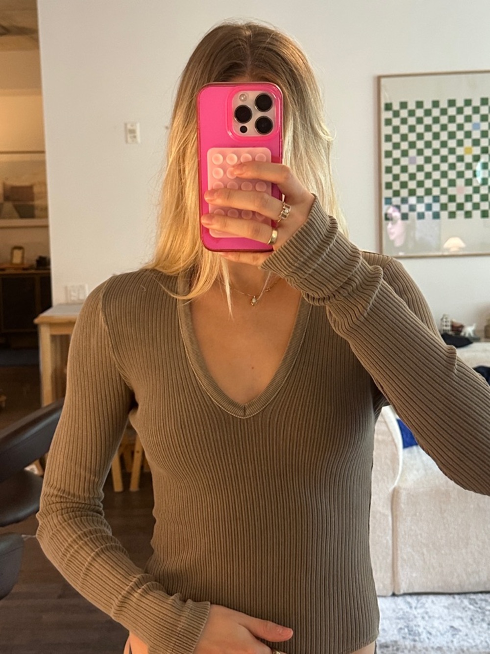 Agolde Ribbed V-Neck Bodysuit